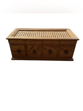 VTG Mele Wooden Jewelry Dresser Music Box Cane Top Chest MCM Made In Japan